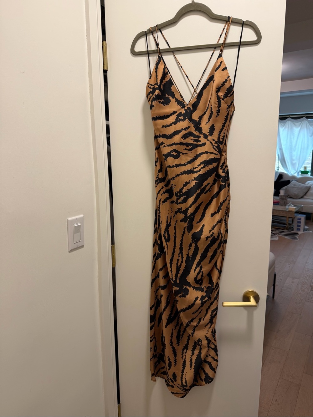 Zara Tiger-Print Maxi Dress in Tan and Black